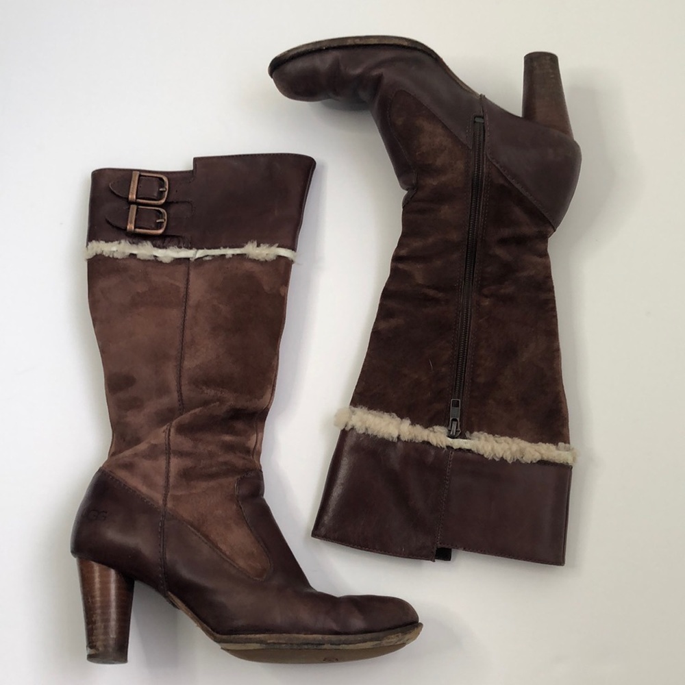 UGG Tall brown leather and suede boots